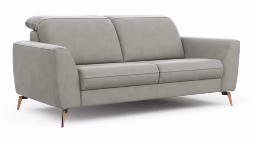 Sofa Tulsa KV - 2,5-Sitzer, inkl. Kopfteilverstellung, Leder, Graubeige