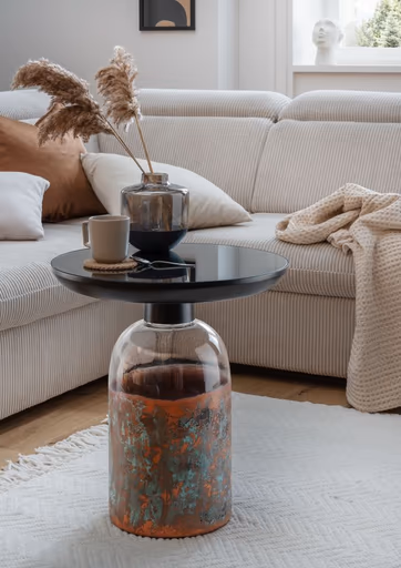 Beistelltisch - Ø/H ca. 50x54 cm, Schwarz, Patina Base