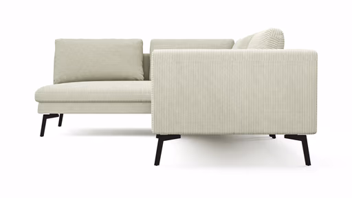 Ecksofa Helmi - Ecke links, 2,5-Sitzer, Cord, Creme