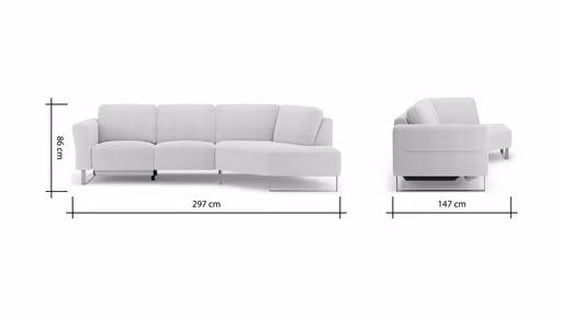 Ecksofa Leona - 2,5-Sitzer mit Ecke rechts inkl. Relaxfunktion motorisch, Stoff, Creme 