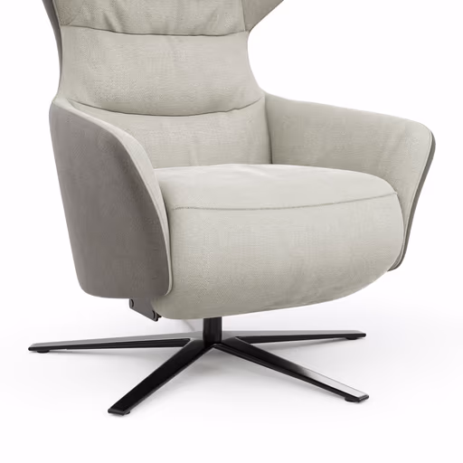 Drehsessel Houston Relax - Größe M, inkl. Relaxfunktion (motorisch), Aufstehhilfe und Kopfstütze, Stoff, außen Taupe/innen Natur