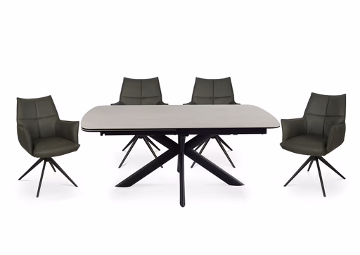 Armlehnstuhl MELE - drehbar, Leder, Dunkelbraun