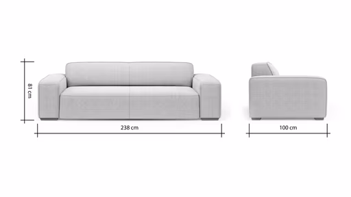 Sofa Denver - 3-Sitzer, Stoff, Natur
