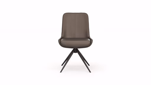 Stuhl Mis - Leder, Dunkelbraun, Drehbar, Gestell, Schwarz