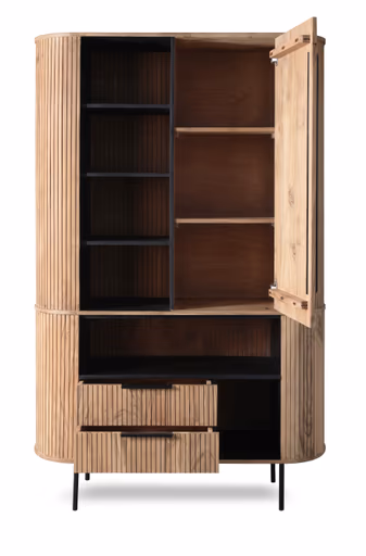 Highboard - mit Beleuchtung, B ca. 118 cm, Akazie massiv