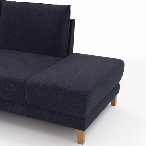 Sofa Stamford - 3,5-Sitzer, Bogen links mit Ecksofa 2-sitzig und Abschlusshocker Rechts, inkl. Armlehne verstellbar und Kopfstütze, Stoff, Dunkelblau