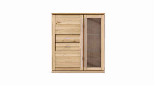 Highboard Faro Plus - BH ca. 102x116 cm, Wildeiche massiv, Bianco