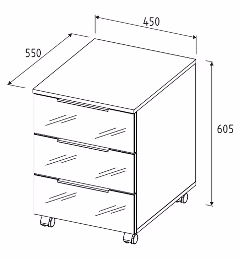 Rollcontainer - B ca. 45 cm, Artisan Eiche Nachbildung, Weiß