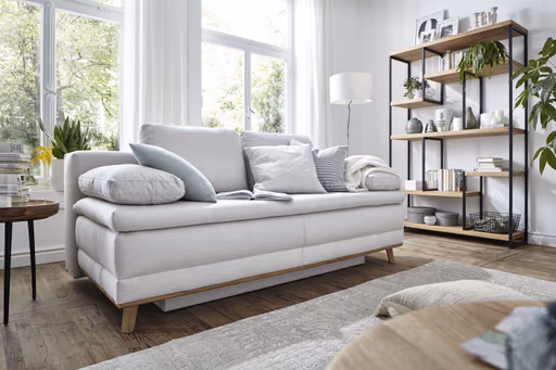 Sofa Lakeville2 - 2-Sitzer inkl. Schlaffunktion mit Bettkasten, Stoff, Natur