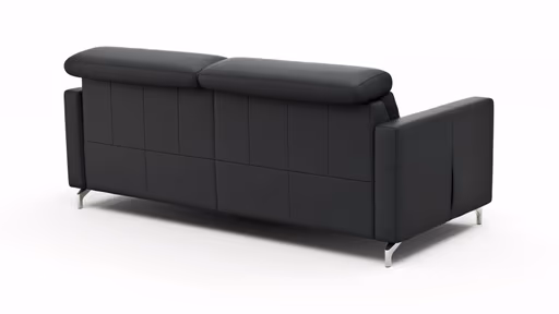 Sofa Paulina - 2,5-Sitzer, Kopfteil verstellbar, Leder, Schwarz