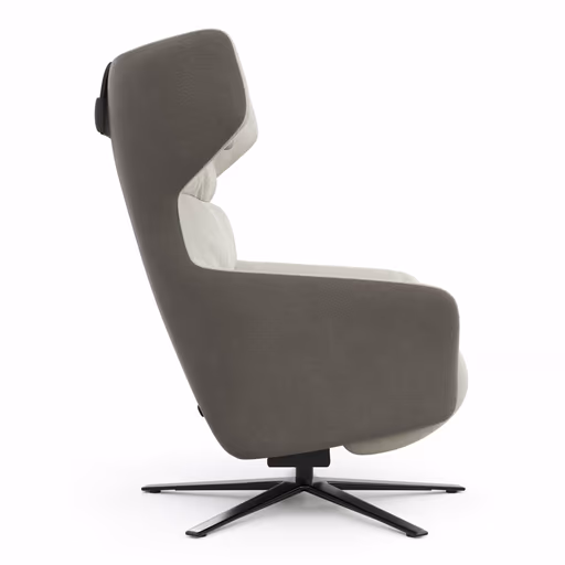 Drehsessel Houston Relax - Größe M, inkl. Relaxfunktion (motorisch), Aufstehhilfe und Kopfstütze, Stoff, außen Taupe/innen Natur