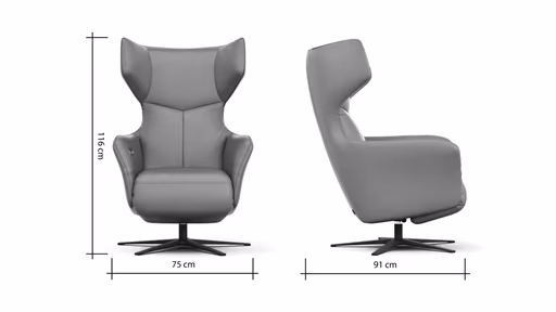 Sessel Noto Relax II - Rückenlehne und Fußteil verstellbar (motorisch), Leder, Schwarz