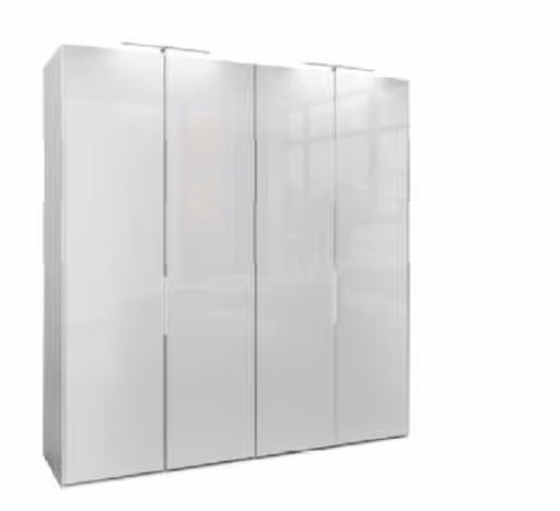 Drehtürenschrank - ca. B. 200,1 cm, Lack, Weiß, Glas