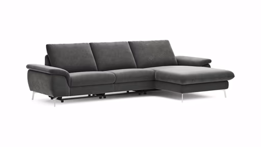 Ecksofa Gotera - 1,5-Sitzer med. + 1,5-Sitzer med. mit Longchair rechts inkl. Rückenlehne verstellbar, Stoff, Anthrazit