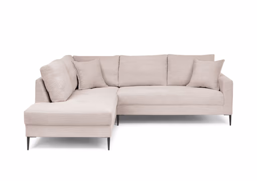 Ecksofa - Ecke links, 3-Sitzer, Stoff, Rosa