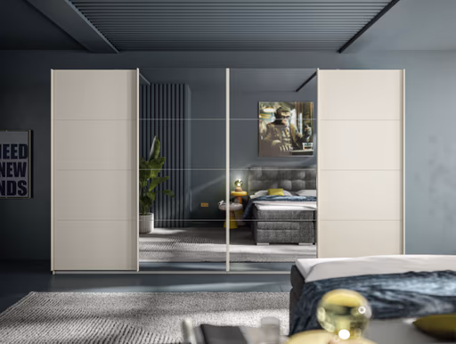 Schwebetürenschrank RIKK- B ca. 361 cm, Champagner, Spiegel