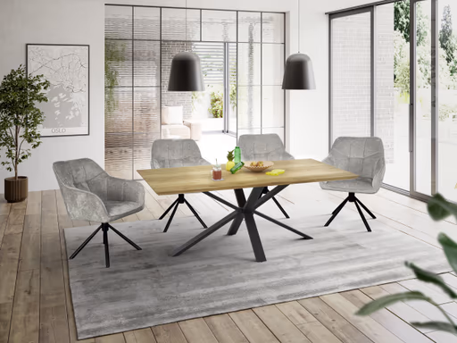 Armlehnstuhl MARLE - drehbar, Stoff, Silberfarben