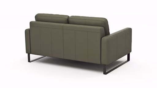 Sofa Enna - 2,5-Sitzer, Armlehne A, Leder, Olive, Kufe, Schwarz