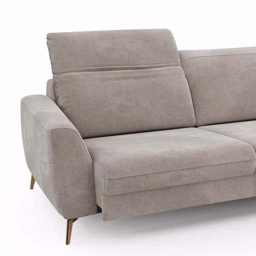 Sofa Tulsa KV - 3-Sitzer, inkl. Sitzvorzug (motorisch) und Kopfteilverstellung, Stoff, Graubeige