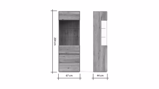 Vitrine Hillsboro - Anschlag Links, Wildeiche natur, geölt