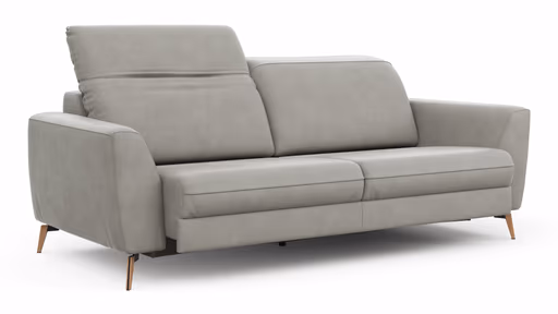 Sofa Tulsa KV - 3-Sitzer, inkl. Sitzvorzug (motorisch) und Kopfteilverstellung, Leder, Graubeige