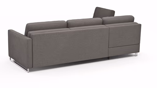 Ecksofa Nuoro - Longchair links mit 2-Sitzer inkl. Schlaffunktion und Bettkasten, Stoff, Grau