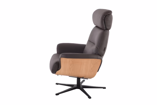 TV-Sessel MOANI mit Hocker - drehbar, Relaxfunktion, Kopfteilverstellung, Leder, Dunkelbraun