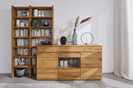 Wohnwand Cartago Soft - Wildeiche massiv, natur geölt