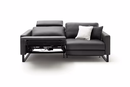 Sofa Enna - 3,5-Sitzer inklusive Relaxfunktion (motorisch), links und rechts, Leder, Anthrazit