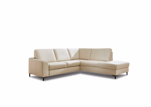 Ecksofa - 2,5-Sitzer mit Ecke rechts, Leder, Ecru