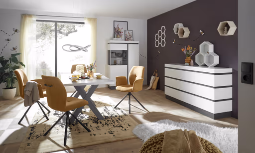 Stuhl MANOA - drehbar, Stoff, Senfgelb