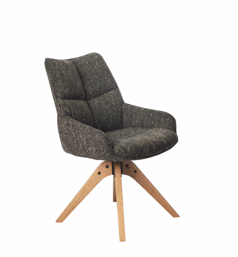 Armlehnstuhl MATTEA - drehbar, Stoff, Dunkelbraun