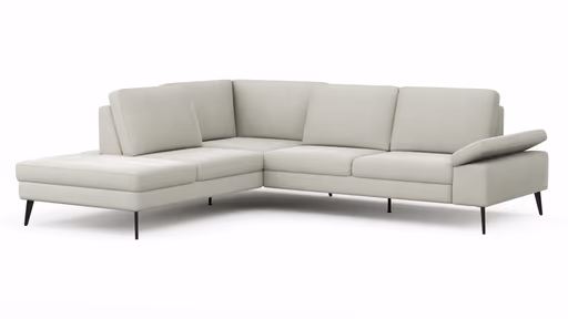 Ecksofa Houston - 1-Sitzer mit Abschlussteil links, Eckelement und 2,5-Sitzer rechts, inkl. Sitztiefenverstellung und Armlehne klappbar, Stoff, Natur