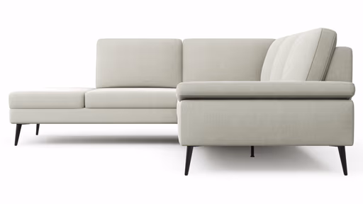 Ecksofa Houston - 1-Sitzer mit Abschlussteil links, Eckelement und 2,5-Sitzer rechts, inkl. Sitztiefenverstellung und Armlehne klappbar, Stoff, Natur