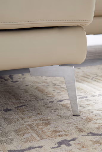 Ecksofa Enna - Longchair Links mit 1,5-Sitzer inklusive Relaxfunktion (motorisch), Leder, Ecru