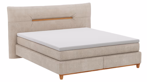 Boxspringbett Alpin - Liegefläche ca. 180x200 cm, Stoff, Graubeige