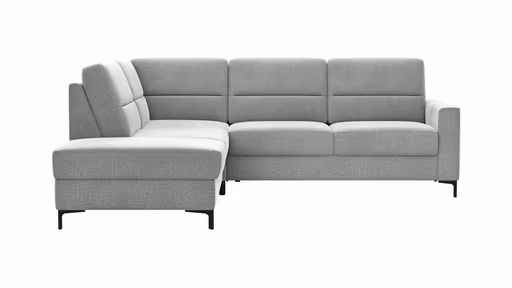 Ecksofa Merlos H. - Ecke links mit 2,5-Sitzer rechts, Stoff, Grau