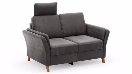 Sofa Vayra - 2-Sitzer, inkl. Relaxfunktion (motorisch) und Kopfstütze verstellbar (manuell), Stoff, Anthrazit