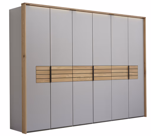 Drehtürenschrank Scottsdale - inkl. Passepartout und Beleuchtung, B ca. 307cm, Lack, Samtgrau