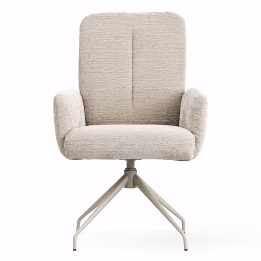 Armlehnstuhl Evania - Dreh und Relax-Funktion, hoher Rücken, Stoff, Ecru