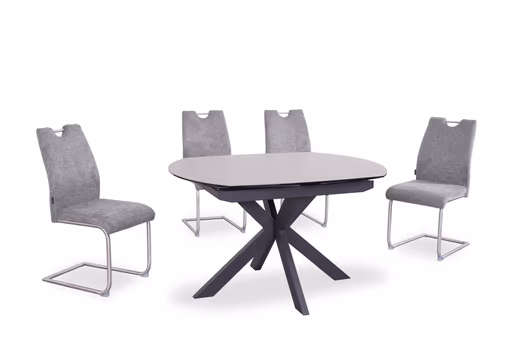 Esstisch MEGGIE - ausziehbar, LB ca. 130x100 cm, Glaskeramik, Grau