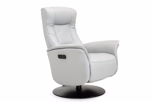 Sessel - Größe M, Relaxfunktion motorisch, Leder, Eisengrau