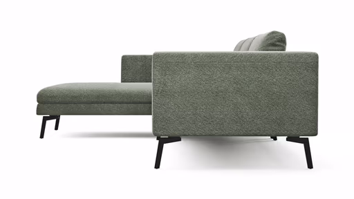 Ecksofa Helmi - Longchair links, 2,5-Sitzer, Stoff, Eukalyptus