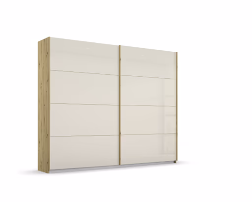 Schwebetürenschrank ROMAN- B ca. 226 cm, Eiche Dekor, Glas, Champagner
