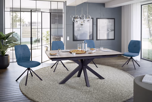 Stuhl MANOA - drehbar, Stoff, Petrol