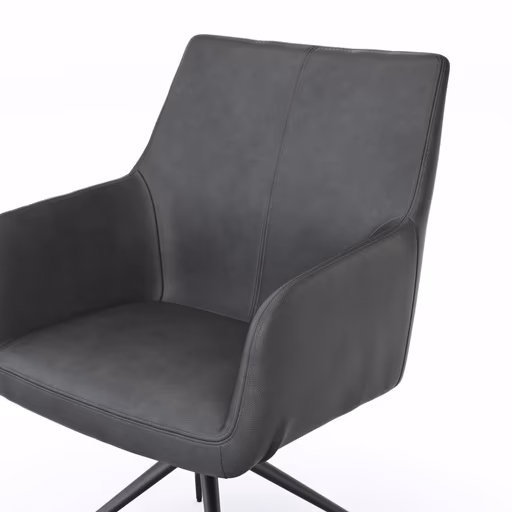 Armlehnstuhl Newcastle - drehbar, Leder, Anthrazit