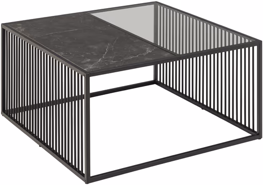 Couchtisch AVELINA - Marmoroptik, Glas, Metall schwarz