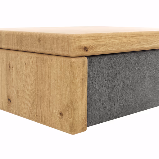 Nachttisch 1660 - Wildeiche massiv, geölt / Schubladenfront, Stoff, Graphit