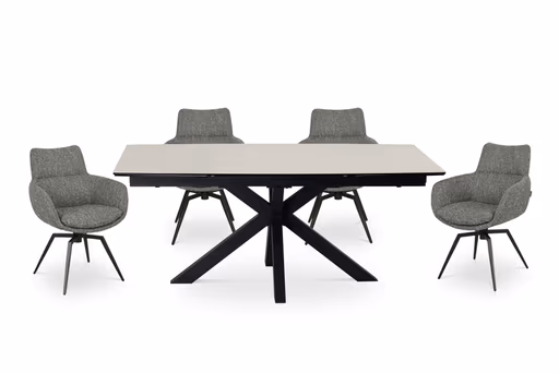 Armlehnstuhl MAXINE - drehbar, Stoff, Grau