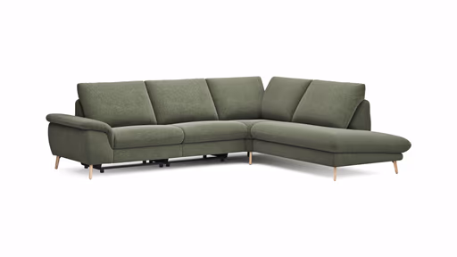 Ecksofa Gotera - 1,5-Sitzer med. + 1,5-Sitzer med. links mit Ecke und Abschlussteil rechts inkl. Rückenlehne verstellbar, Stoff, Olivgrün
